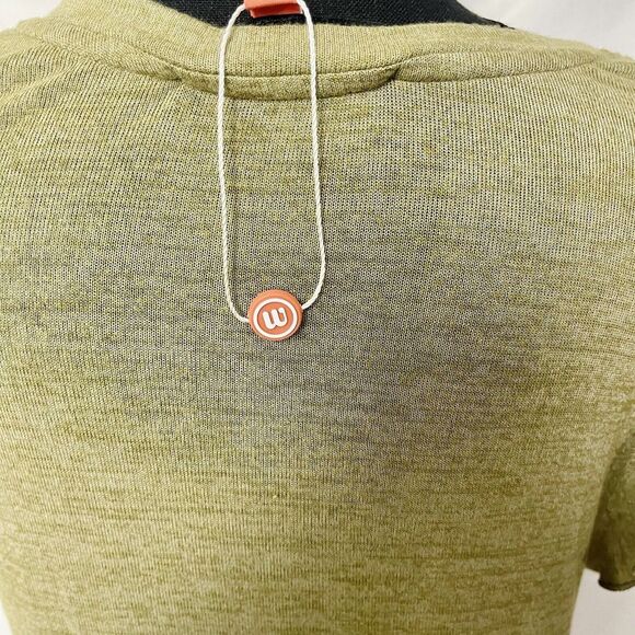 W. by Wantable Shirt Womans V Neck Olive Green Short Flutter Sleeve - Picture 5 of 8